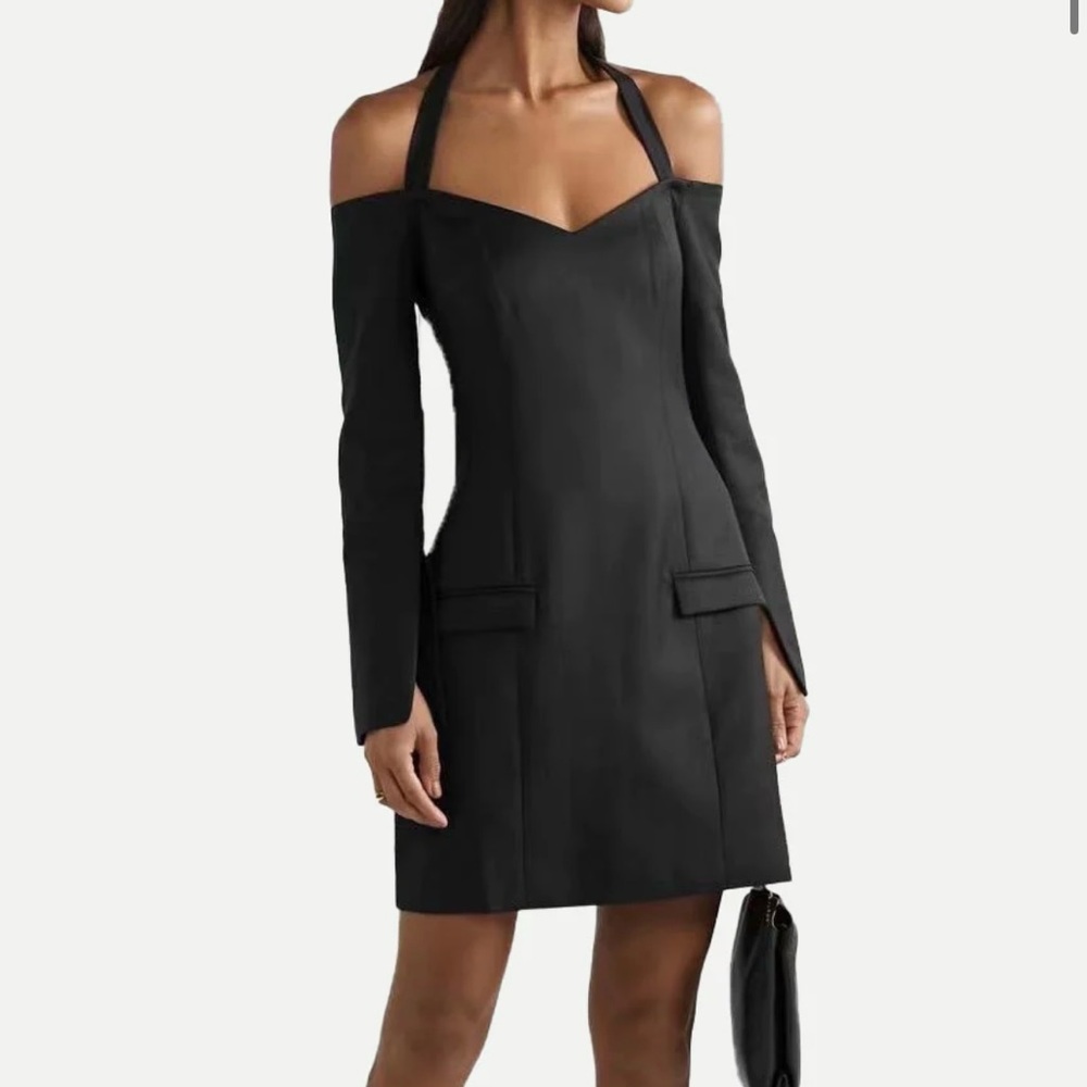 Anna Quan Nina Black Tailored Off Shoulder Tuxedo Cocktail Dress NWT - Size US 8